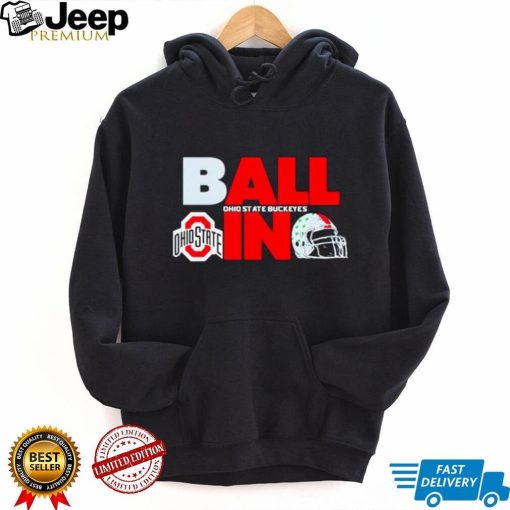 Ball in Ohio State Buckeyes logo helmet shirt