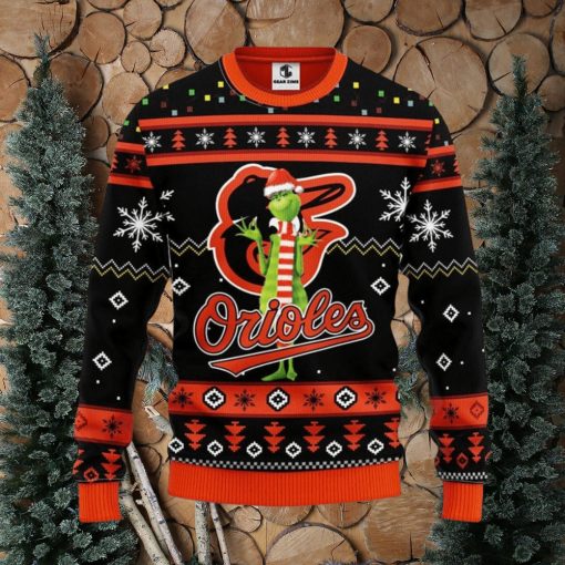 Baltimore Orioles Funny Grinch Christmas Ugly Sweater Christmas Gift For Fans Party Hoiliday Gift