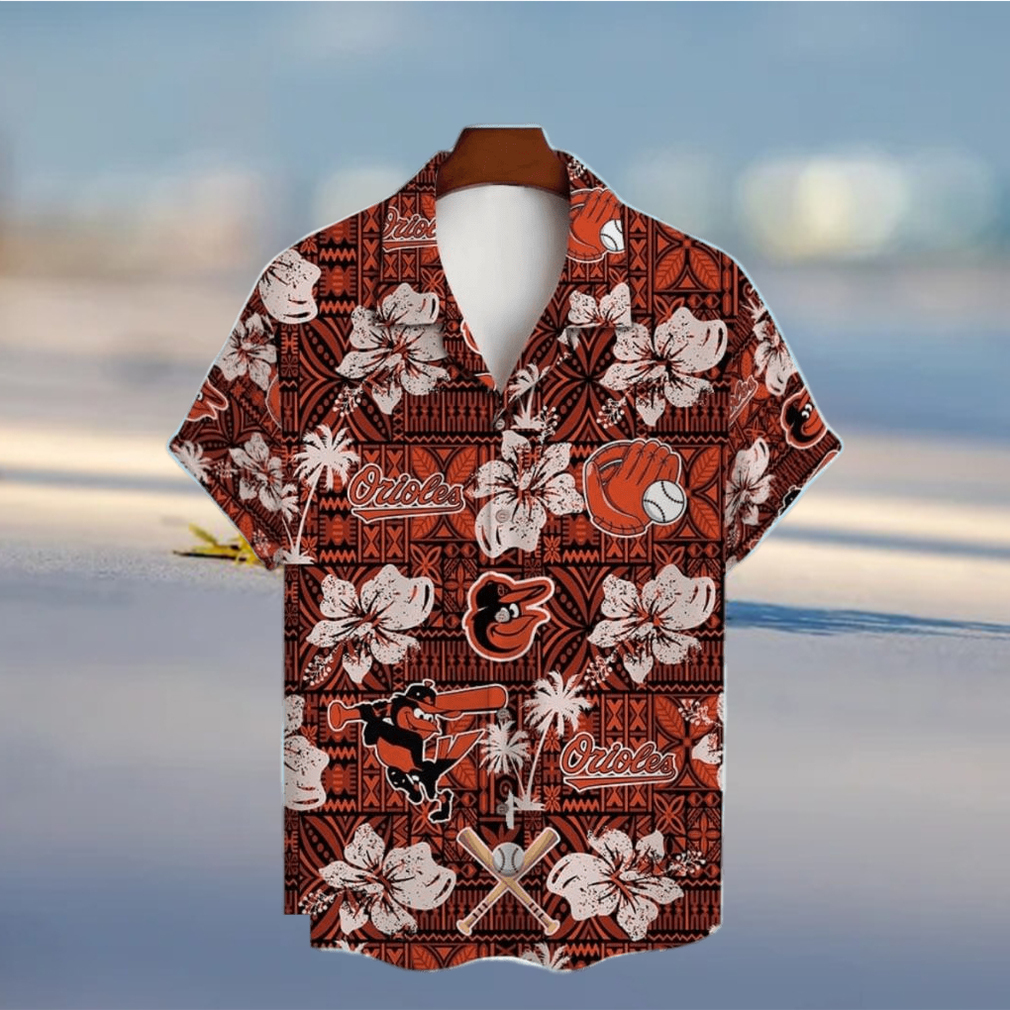 Baltimore Orioles Pink Yellow White Hibiscus Pattern Tropical Hawaiian Shirt  - Freedomdesign