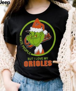 Baltimore Orioles MLB Christmas Grinch I Hate People But I Love My Favorite Baseball Team T Shirt