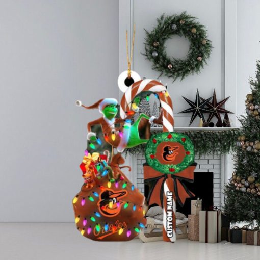 Baltimore Orioles MLB Grinch Candy Cane Personalized Xmas Gifts Christmas Tree Decorations Ornament