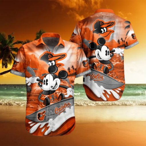 Baltimore Orioles Mickey Surfing Lover Hawaiian Shirt