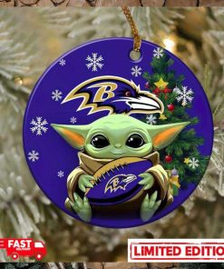 Baltimore Ravens Baby Yoda NFL 2023 Christmas Tree Decorations Ornament