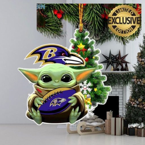 Baltimore Ravens Baby Yoda NFL Christmas Tree Decorations Ornament