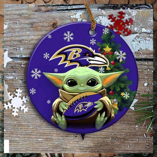 Baltimore Ravens Baby Yoda Ornament Christmas Tree Decorations NFL Gifts