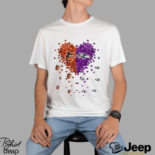 Baltimore Ravens Baltimore Orioles logo hearts sport gift shirt