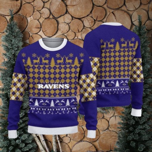 Baltimore Ravens Caro Parttern Ugly Christmas Sweaters