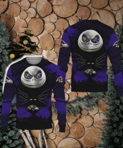 Baltimore Ravens Champion Jack Skellington Funny 3D Ugly Christmas Sweater Gift For Fans