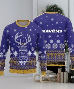 Baltimore Ravens Christmas Big Reindeer Pattern Christmas Gift 3D Ugly Christmas Sweater