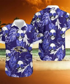 Baltimore Ravens Coconut Leaves Skull With Rose Eyes Hawaiian Shirt Gift  For Halloween - Limotees