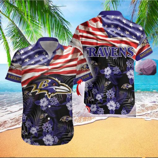 Baltimore Ravens Custom Name NFL Hawaiian Shirt And Shorts Gift For Men And Women Fans