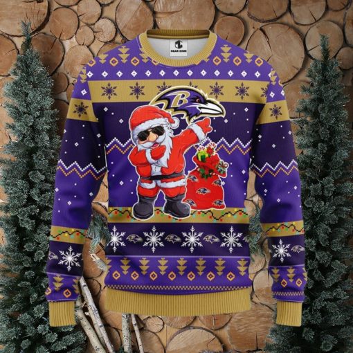 Baltimore Ravens Dabbing Santa Claus Christmas Ugly Sweater Sport Christmas Gift Ideas