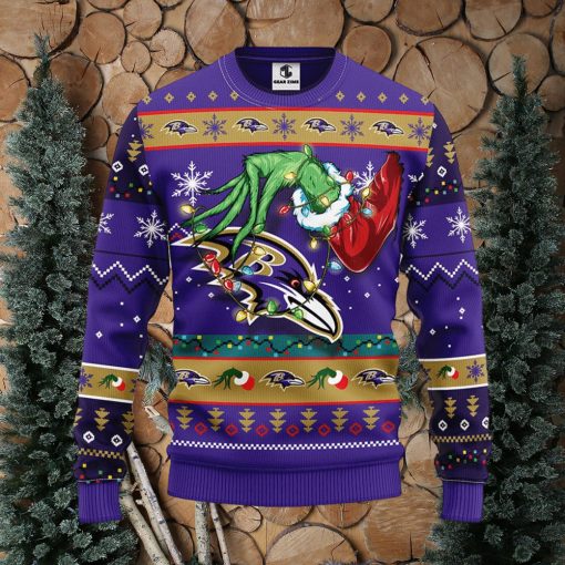 Baltimore Ravens Grinch Christmas Ugly Sweater