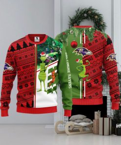 Baltimore Ravens Grinch & Scooby Doo Christmas Ugly Sweater 1