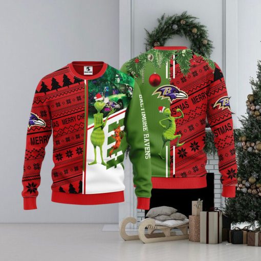 Baltimore Ravens Grinch & Scooby Doo Christmas Ugly Sweater 1