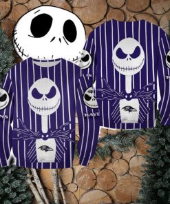 Baltimore Ravens Jack Skellington Warm Christmas Ugly Sweater Halloween For Men And Women