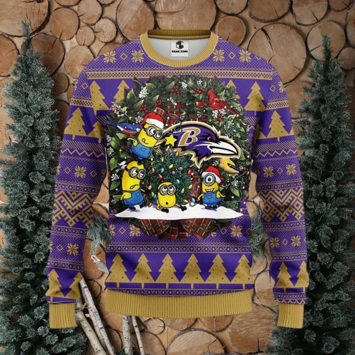 Baltimore Ravens Minion Christmas Ugly Sweater