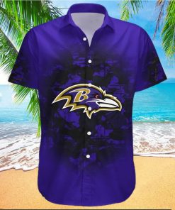 Baltimore Ravens NFL Camouflage Vintage Custom Name And Number Hawaiian Shirt