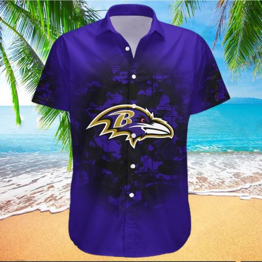 Baltimore Ravens NFL Camouflage Vintage Custom Name And Number Hawaiian Shirt