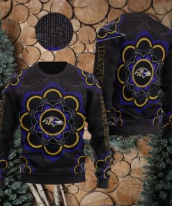 Baltimore Ravens NFL Mandala Logo Knitted Christmas Sweater AOP Holiday