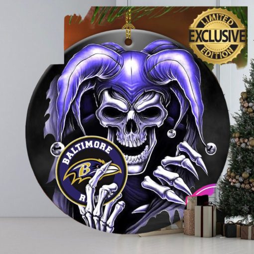 Baltimore Ravens NFL Skull Joker Christmas Tree Decorations Ornament