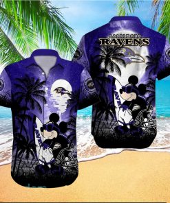 Baltimore Ravens NFL Team Logo Baby Yoda Hawaiian Shirt