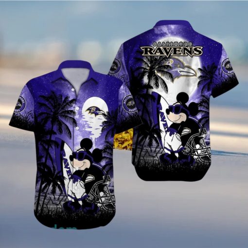 Baltimore Ravens NFL Team Logo Baby Yoda Hawaiian