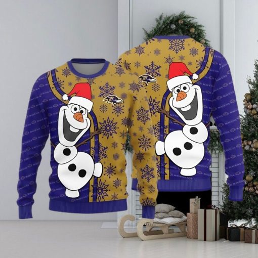 Baltimore Ravens Olaf Teams Funny Knitted Sweater For Christmas