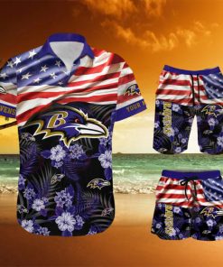 Baltimore Ravens Personalized NFL Hawaiian Shirt & Shorts For Fans Gift Men And Women Holiday Summer