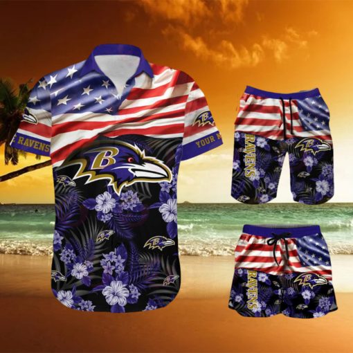 Baltimore Ravens Personalized NFL Hawaiian Shirt & Shorts For Fans Gift Men And Women Holiday Summer