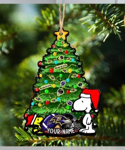 Baltimore Ravens Personalized Your Name Snoopy And Peanut Ornament Christmas Gifts For NFL Fans SP161023131ID03