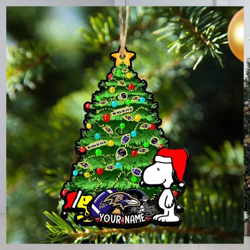 Baltimore Ravens Personalized Your Name Snoopy And Peanut Ornament Christmas Gifts For NFL Fans SP161023131ID03