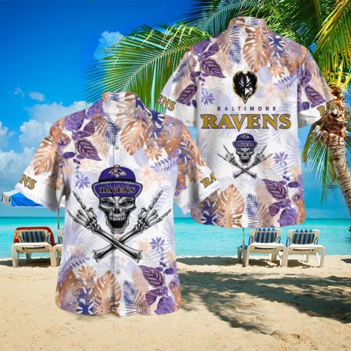 Baltimore Ravens Skull Hawaiian Shirt And Short Combo Gift For Fans