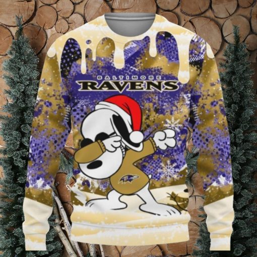 Baltimore Ravens Snoopy Dabbing The Peanuts Ugly Christmas Sweaters