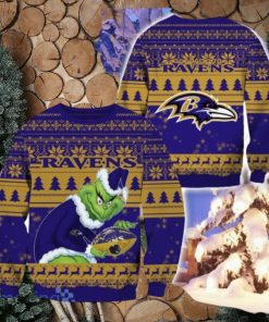 Baltimore Ravens Ugly Grinch Christmas Sweater For Fans Funny Christmas Gift