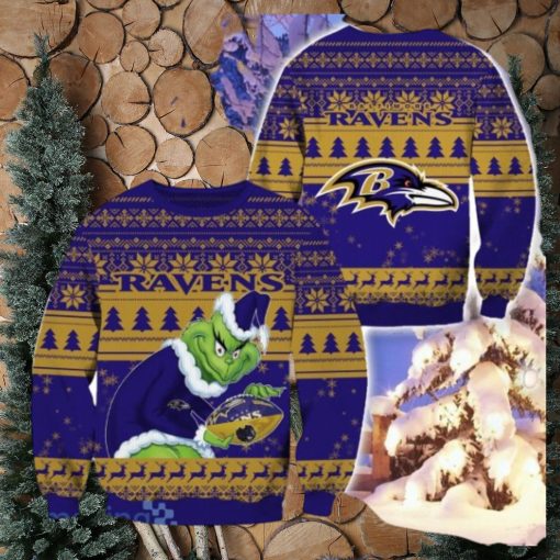 Baltimore Ravens Ugly Grinch Christmas Sweater For Fans Funny Christmas Gift