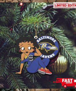Baltimore Ravens x Betty Boop Christmas Tree Decorations 2023 Xmas Gift Holiday Ornament