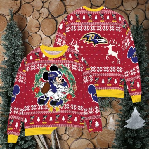 Baltimore Ravens x Mickey Mouse Ugly Christmas Sweater