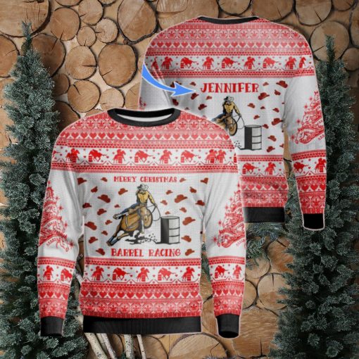 Barrel Racing Personalized Name Christmas Gift Ugly Christmas Sweater