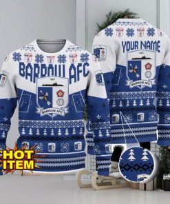 Barrow AFC Big Logo Custom Name 3D Ugly Christmas Sweater Christmas Gift For Big Fans