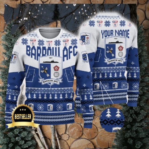 Barrow AFC Ugly Christmas Sweater Logo Custom Name Gift Fans