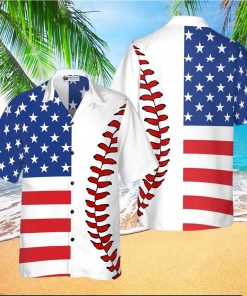 Baseball American Flag Hawaiian Shirt