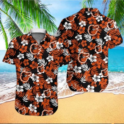 Baseball Baltimore Orioles Floral Tropicial Flowers Hawaiian Shirt