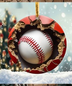 Baseball Breaking Wall Christmas Ornament