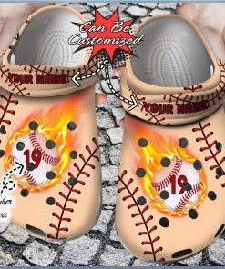 Baseball Enthusiast Fiery Sport Design Personalized Unique Clog Footwear Design