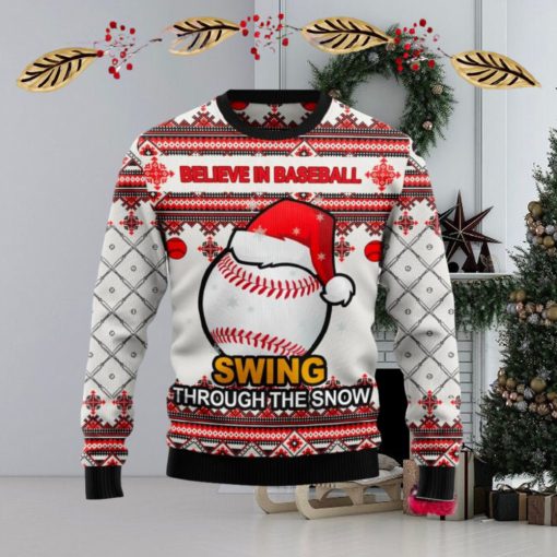 Baseball Swing Through Snow Ugly Christmas Sweater New For Men And Women Gift Holidays Christmas