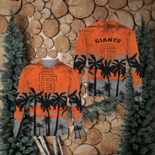 Baseballl American Tree Beach Gradient Gift San Francisco Giants Ugly Christmas AOP Sweater