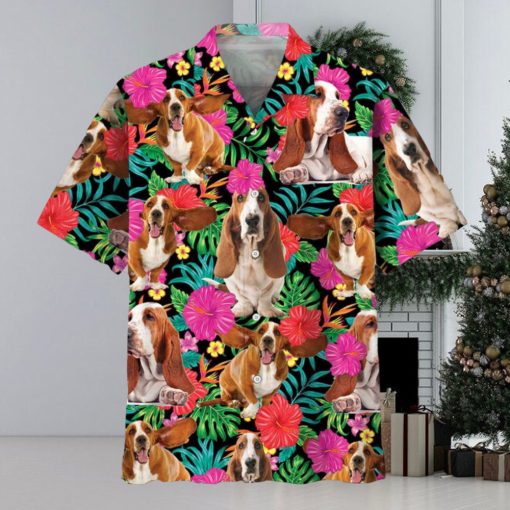 Basset Hound Flowers Hawaiian Shirt