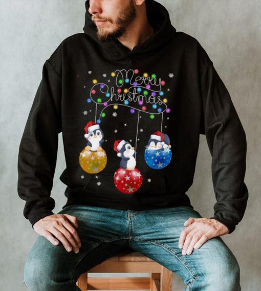 Bauble And Penguin Penguin Lover Christmas Fairy Light Merry Christmas Shirt