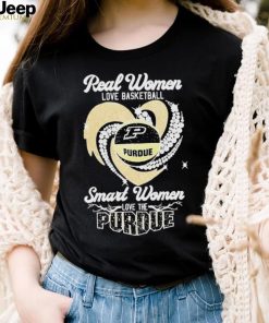 Real women love basketball smart women love the purdue boilermaker heart diamond T shirts